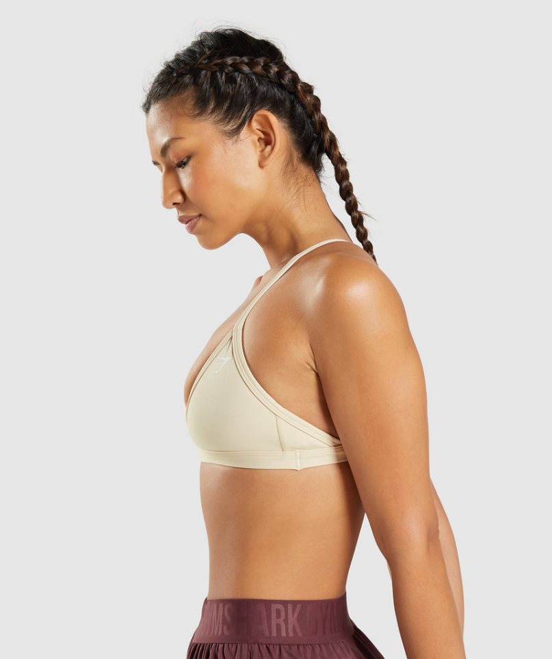 Women's Gymshark Minimal Sports Bra Beige | CA D7N803